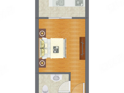 1室0厅 34.12平米户型图