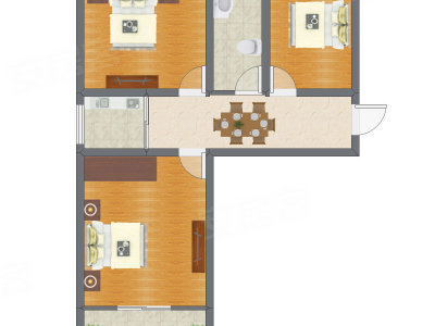 3室1厅 55.68平米