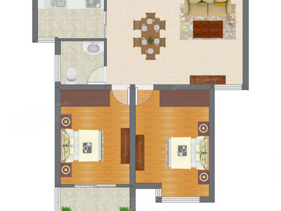 2室2厅 85.43平米户型图