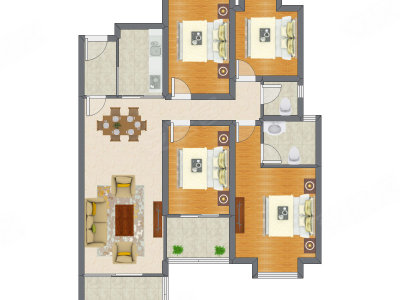 4室2厅 131.52平米