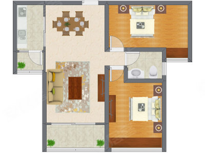 2室2厅 78.61平米户型图
