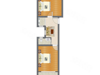 2室1厅 55.73平米