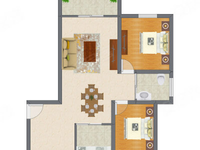 2室2厅 76.00平米户型图