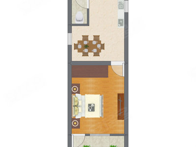 1室1厅 40.26平米户型图