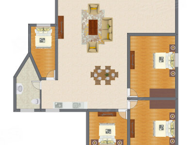 4室2厅 167.46平米户型图