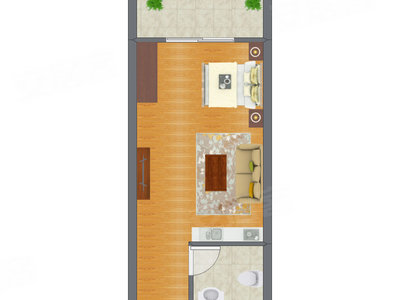1室1厅 28.80平米户型图