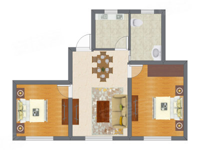 2室1厅 66.90平米户型图