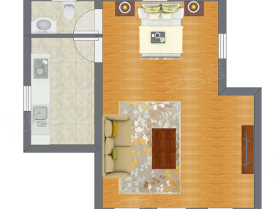 1室1厅 38.79平米户型图
