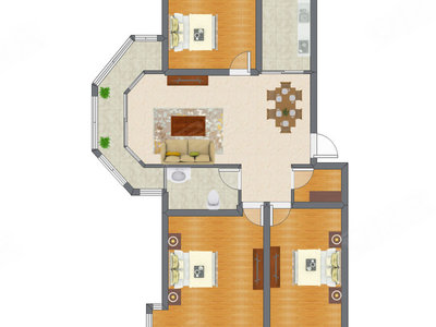 3室2厅 110.75平米