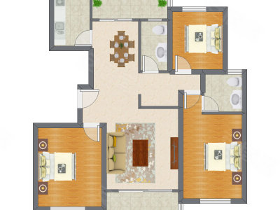 3室2厅 101.00平米户型图