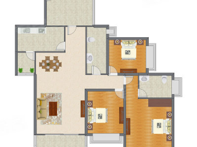 3室2厅 192.00平米户型图