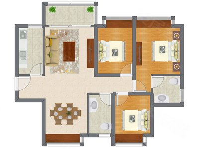 3室2厅 95.00平米