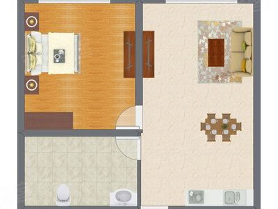 1室1厅 83.90平米户型图