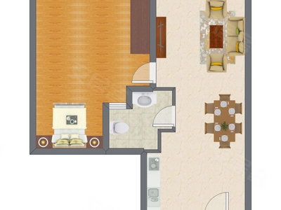 1室2厅 79.01平米户型图