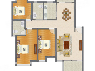 3室2厅 143.12平米户型图