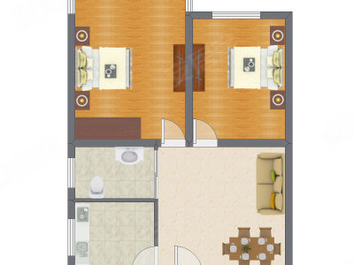 2室2厅 65.00平米