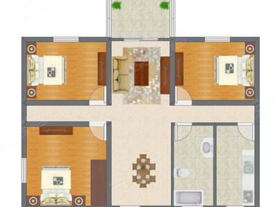 3室1厅 112.00平米户型图