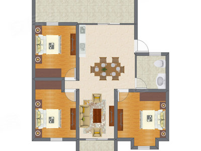3室1厅 88.17平米