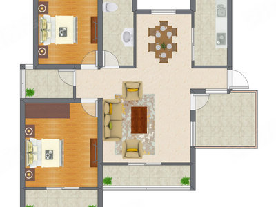 2室2厅 99.60平米户型图