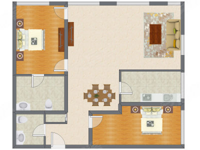 2室2厅 152.04平米户型图