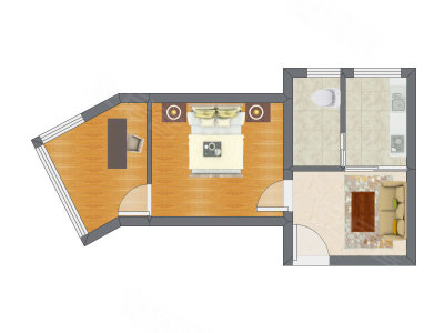 1室1厅 41.79平米户型图