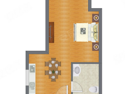 1室1厅 44.77平米