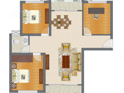 3室2厅 108.87平米户型图