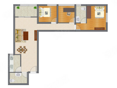 3室2厅 97.56平米户型图