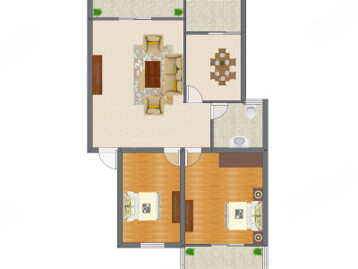 2室2厅 101.20平米户型图