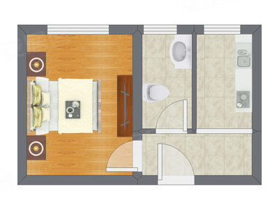 1室0厅 36.52平米户型图
