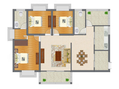 3室2厅 98.72平米