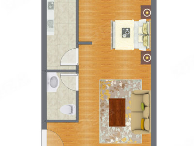 1室0厅 50.67平米户型图