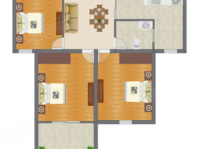 3室1厅 80.35平米