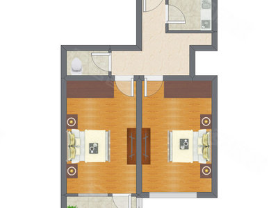 2室1厅 65.70平米