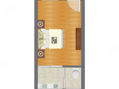 1室0厅 29.68平米户型图