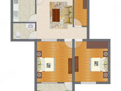 2室1厅 88.35平米