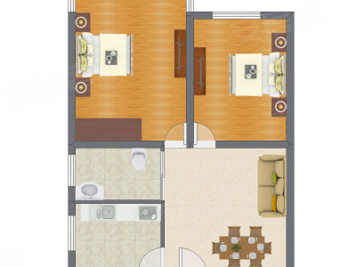 2室2厅 65.00平米