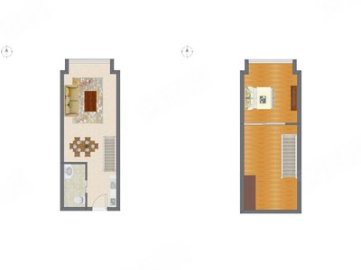 1室2厅 61.70平米