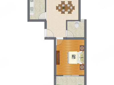 1室1厅 64.00平米户型图