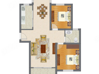 2室2厅 92.02平米户型图