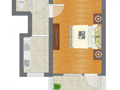 1室0厅 31.55平米户型图