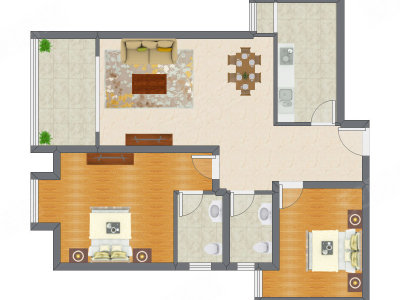 2室2厅 103.33平米户型图
