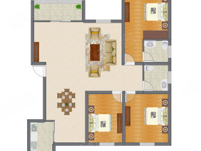 3室2厅 189.00平米