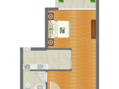 1室0厅 58.20平米户型图