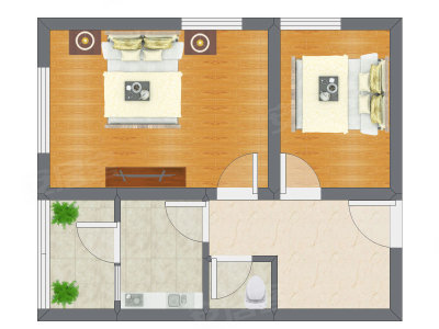 2室1厅 54.15平米户型图