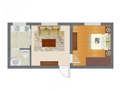 1室1厅 45.00平米户型图
