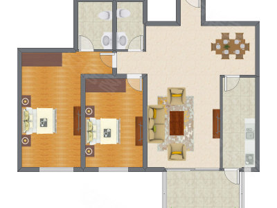 2室2厅 158.00平米户型图