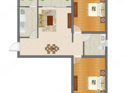2室2厅 92.61平米户型图
