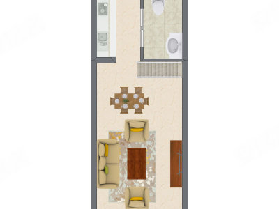 1室2厅 30.92平米户型图