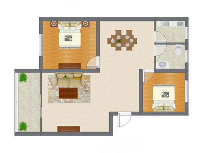 2室2厅 78.34平米户型图